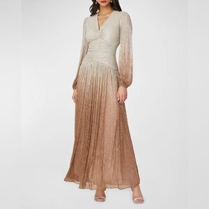 NWT Shoshanna Cream and Brown Long‎ Sleeve Dress 14